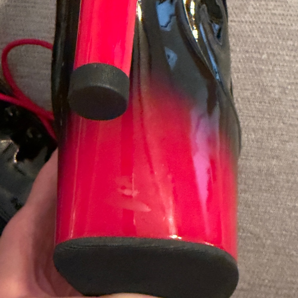 Pleaser Black Patent Platform Lace-Up Boots with Red Ombre Heel - Picture 6 of 9